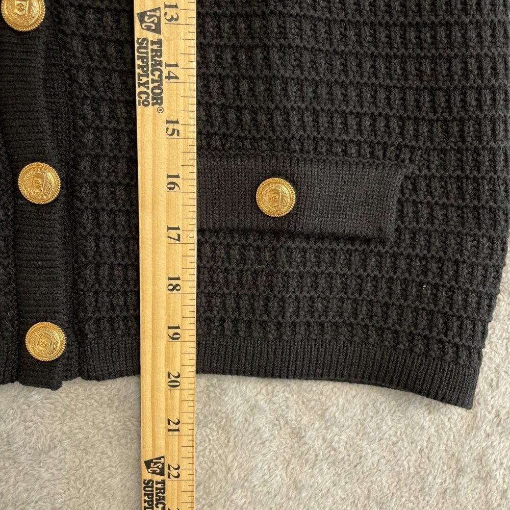 NEW [BLANKNYC] Women's Size S Black Sleeveless Knit Vest Cardigan Gold Buttons - Picture 7 of 10